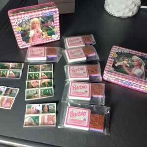 Rare Iconic 90s Barbie Russell Stovers Ink Pads Stickers Tin Set VTG Dead Stock